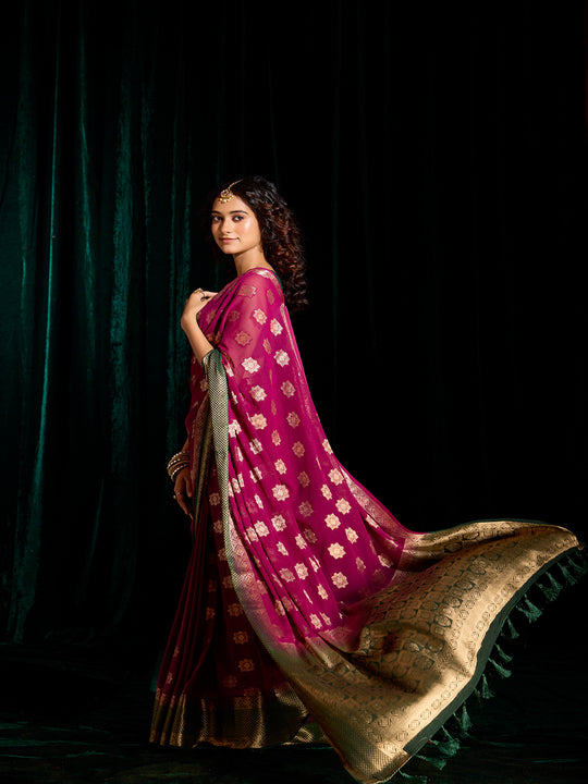 Georgette Banarasi Silk Saree With Blouse Piece