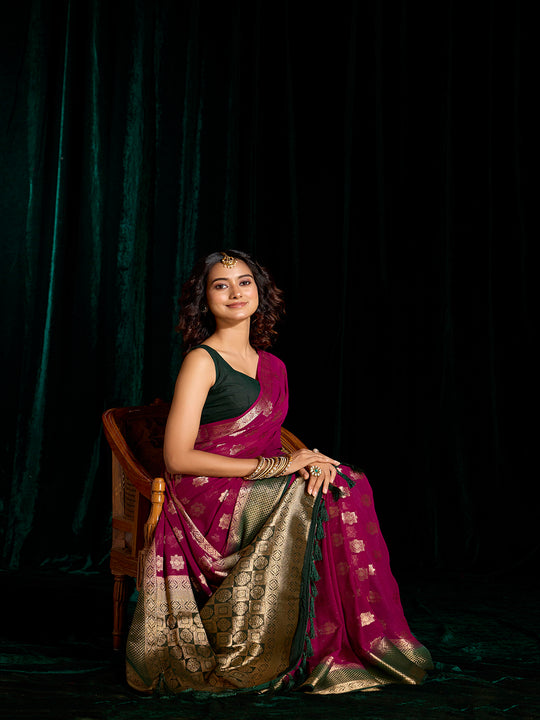 Georgette Banarasi Silk Saree With Blouse Piece