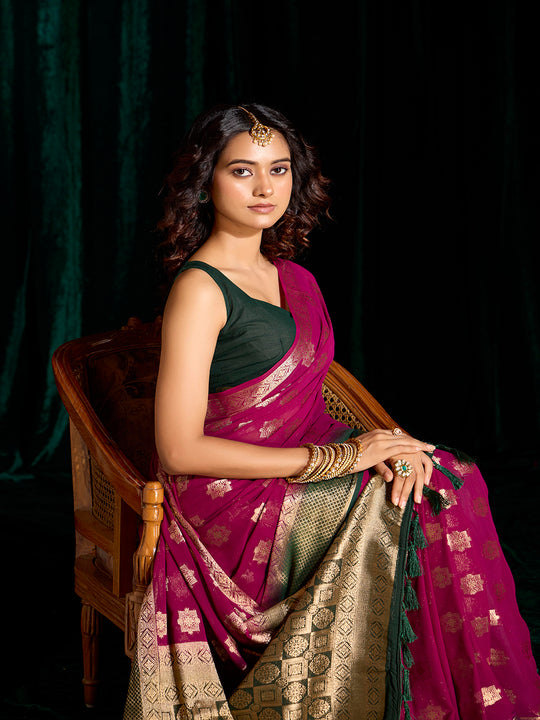 Georgette Banarasi Silk Saree With Blouse Piece