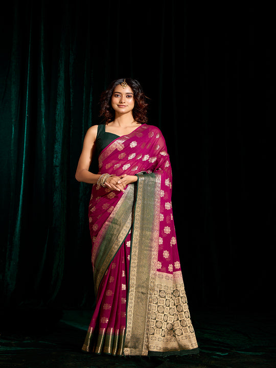 Georgette Banarasi Silk Saree With Blouse Piece