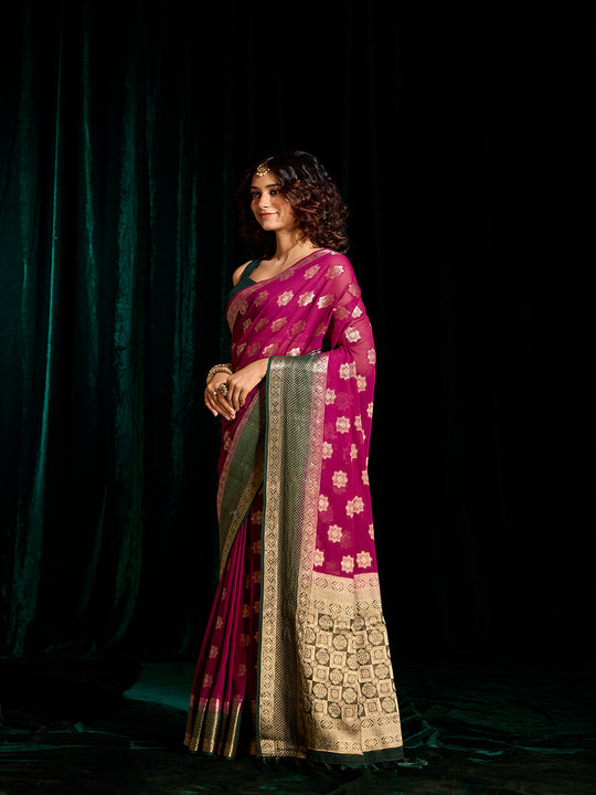 Georgette Banarasi Silk Saree With Blouse Piece