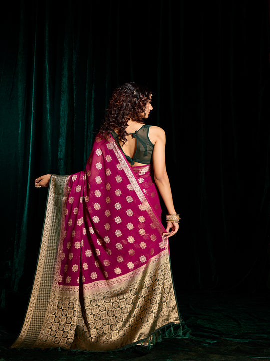 Georgette Banarasi Silk Saree With Blouse Piece