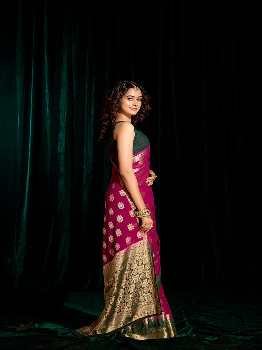 Georgette Banarasi Silk Saree With Blouse Piece