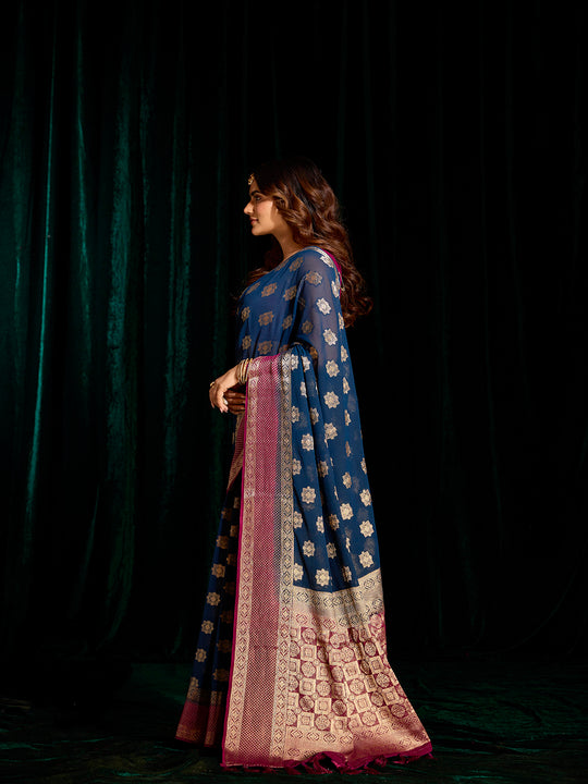 Georgette Banarasi Silk Saree With Blouse Piece