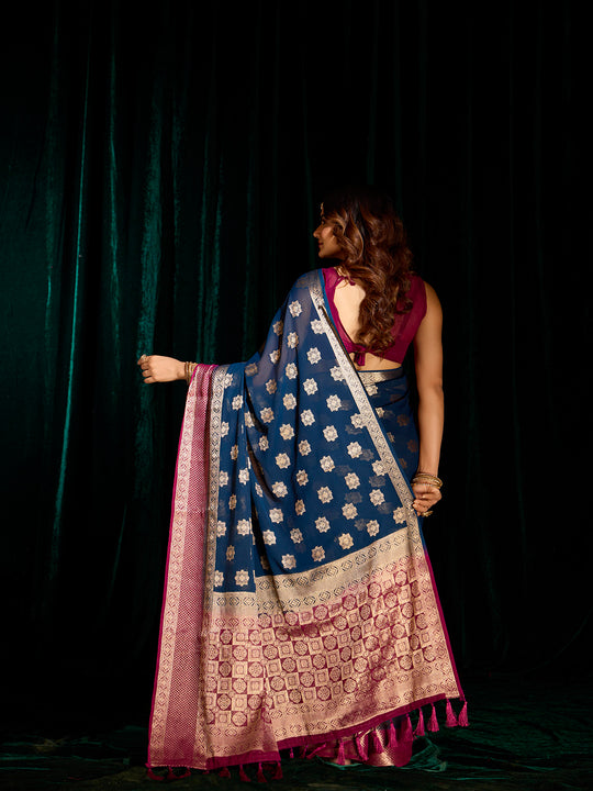 Georgette Banarasi Silk Saree With Blouse Piece