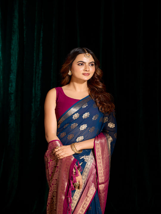 Georgette Banarasi Silk Saree With Blouse Piece