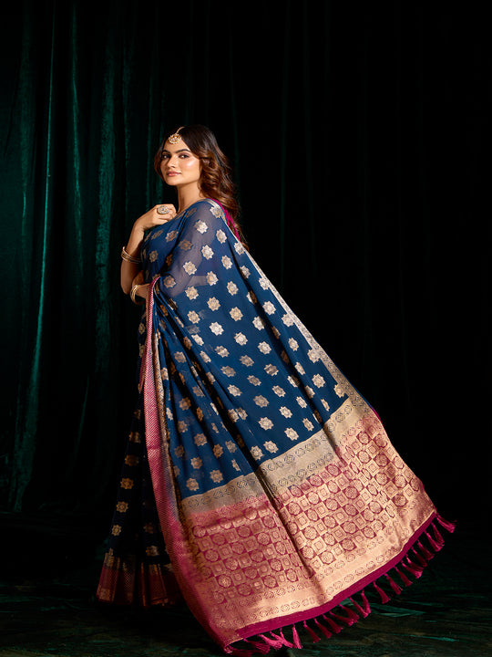 Georgette Banarasi Silk Saree With Blouse Piece