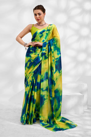 Multi color Georgette Saree With Blouse Piece