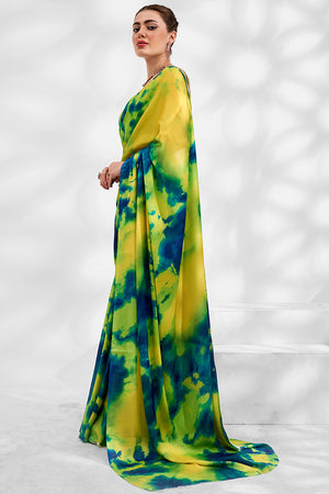 Multi color Georgette Saree With Blouse Piece