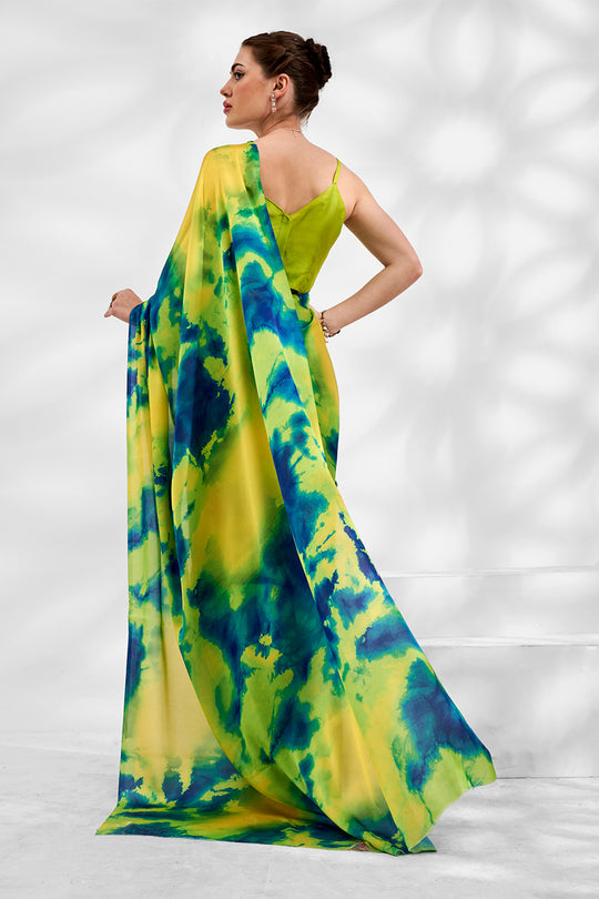 Multi color Georgette Saree With Blouse Piece