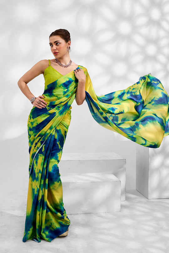 Multi color Georgette Saree With Blouse Piece