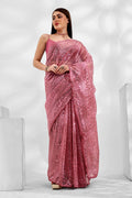 Pink Georgette Saree With Blouse Piece