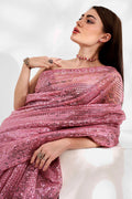 Pink Georgette Saree With Blouse Piece