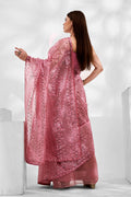Pink Georgette Saree With Blouse Piece