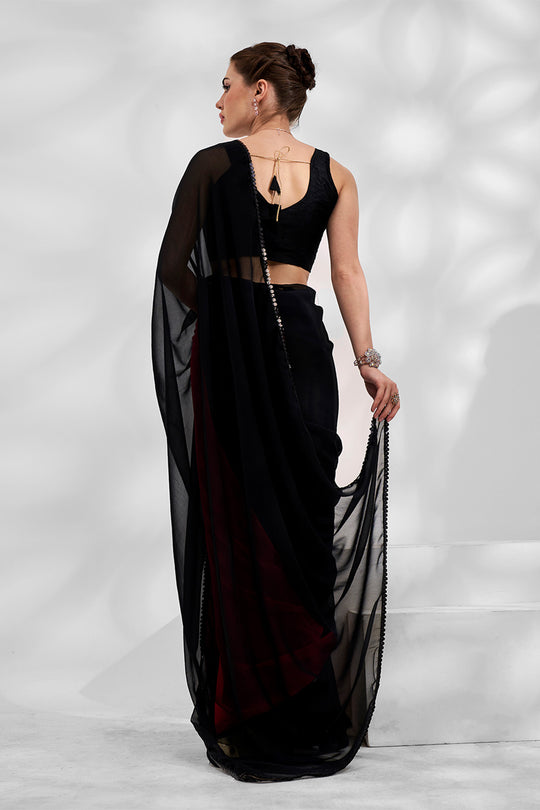 Black Georgette Saree With Blouse Piece
