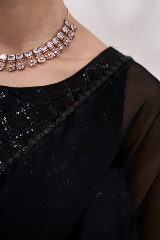 Black Georgette Saree With Blouse Piece