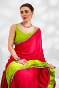 Pink Satin Saree With Blouse Piece