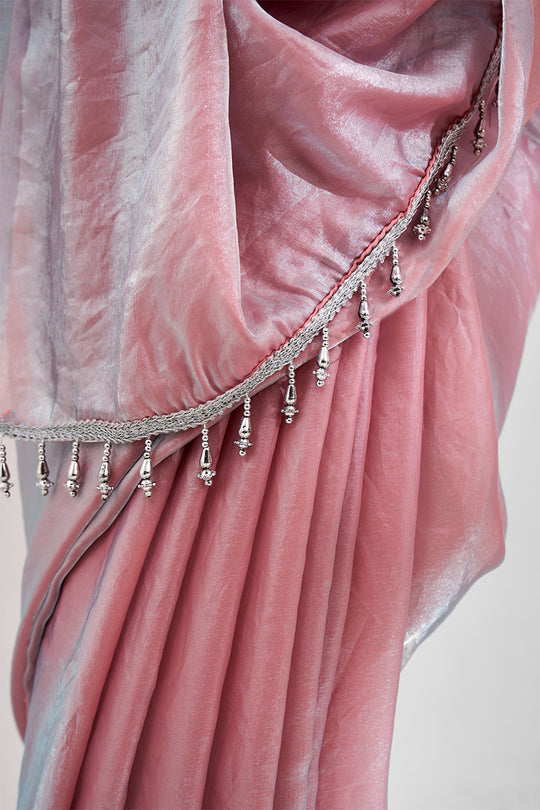 Pink Organza Saree With Blouse Piece