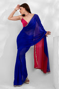 Blue Georgette Saree With Blouse Piece
