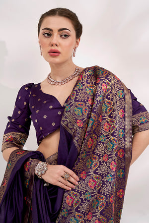 Purple Silk Saree With Blouse Piece