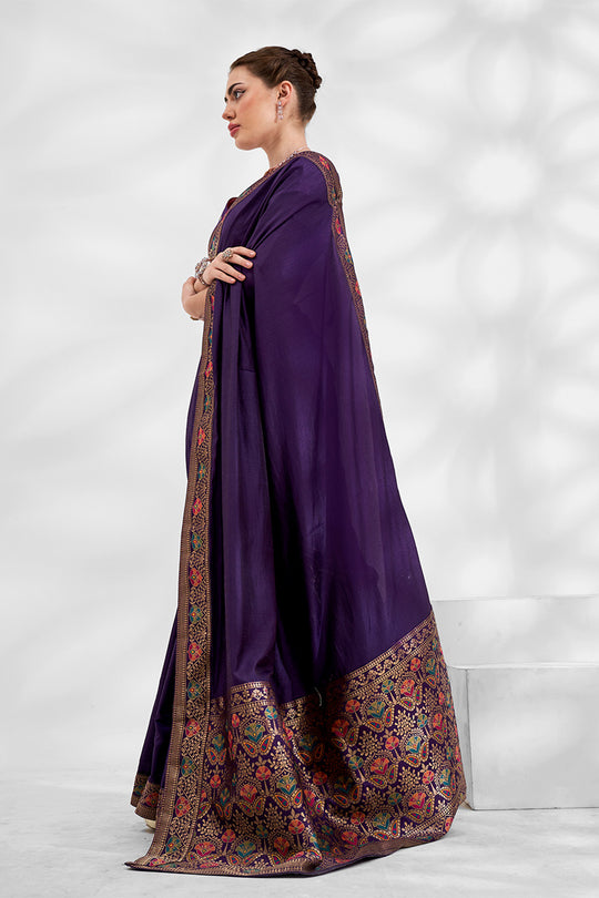 Purple Silk Saree With Blouse Piece
