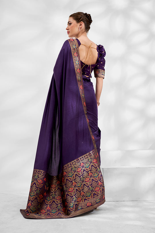 Purple Silk Saree With Blouse Piece