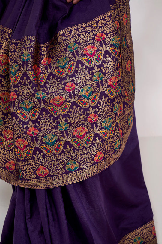Purple Silk Saree With Blouse Piece