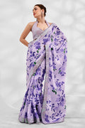 Blue Georgette Saree With Blouse Piece