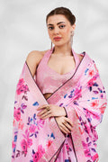 Pink Georgette Saree With Blouse Piece