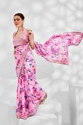 Pink Georgette Saree With Blouse Piece