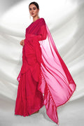 Hot Pink Georgette Saree With Blouse Piece