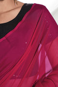 Hot Pink Georgette Saree With Blouse Piece