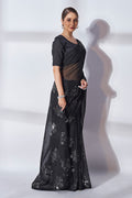 Black Georgette Saree With Blouse Piece