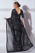 Black Georgette Saree With Blouse Piece