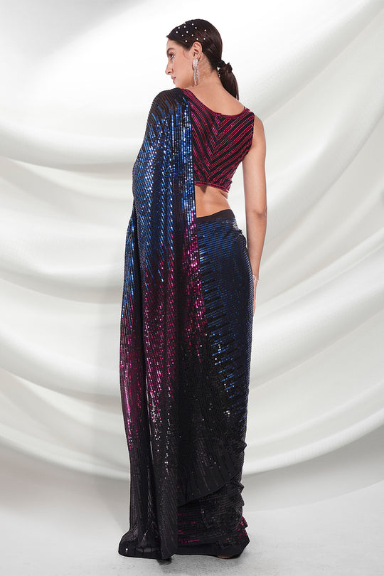 Black Georgette Saree With Blouse Piece