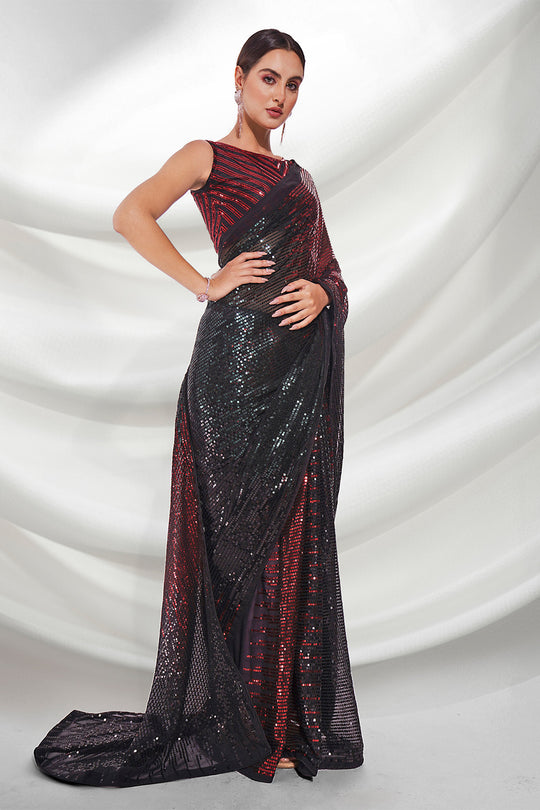 Black Georgette Saree With Blouse Piece