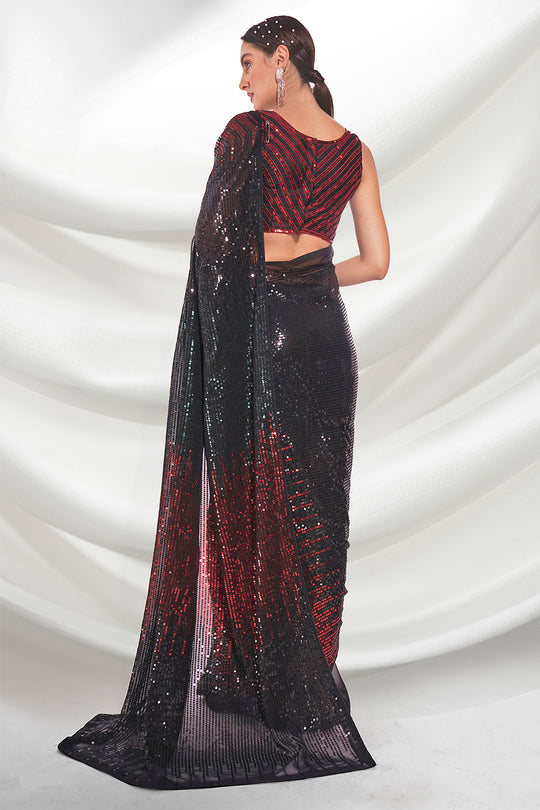 Black Georgette Saree With Blouse Piece