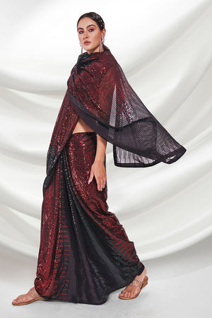 Black Georgette Saree With Blouse Piece
