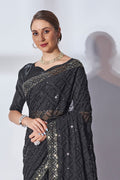 Black Georgette Saree With Blouse Piece