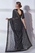 Black Georgette Saree With Blouse Piece