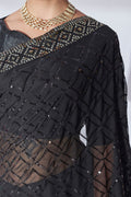 Black Georgette Saree With Blouse Piece