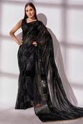 Black Georgette Saree With Blouse Piece