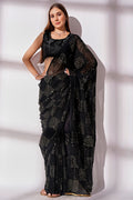 Black Georgette Saree With Blouse Piece