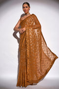 Gold Georgette Saree With Blouse Piece