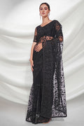 Black Net Saree With Blouse Piece