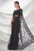 Black Net Saree With Blouse Piece