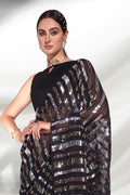 Black Georgette Saree With Blouse Piece