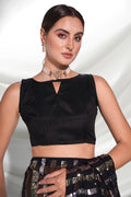 Black Georgette Saree With Blouse Piece