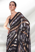 Black Georgette Saree With Blouse Piece