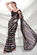 Black Georgette Saree With Blouse Piece